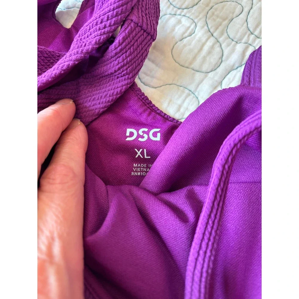 DSG Girls XL Vibrant Violet Smocked One Shoulder High Waisted Bikini Set